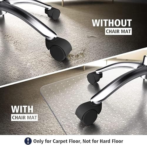 Azadx Chair Mat for Carpet 60"x 46" Large Office Chair Mat for Carpeted Floors, Carpet Protector Floor Mats on Low Pile Carpets Easy Glide Rolling Plastic Desk Computer Chairs Mats for Home