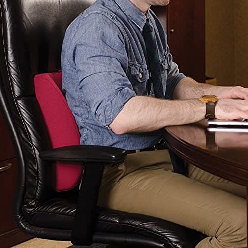 DMI Lumbar Support Pillow for Chair to Assist with Back Support with Removable Washable Cover to Ease Lower Back Pain while Improving Posture, 14 x 13 x 5, Contoured Foam, Premium,Burgundy
