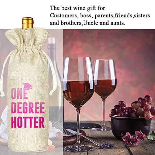 Graduation One Degree Hotter,Funny Cute Wine Bag Gift,College Graduation Gift for Him Her Grad Masters Congrats Cap-Linen Drawstring Wine Bags(5SW113) B0BPC5W9VV