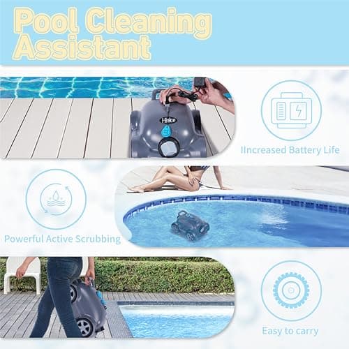 Cordless Robotic Pool Cleaner,Automatic Pool Vacuum Robot for In-Ground/Above Ground Pools,150 Min Runtime, IPX8 Waterproof, 2200 Sq Ft Coverage (Dark Grey)