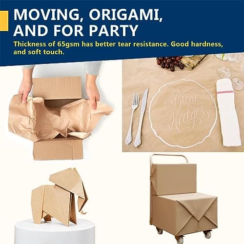 PerkHomy Brown Kraft Paper Roll 17.5" x 1,200" (100') for Gift Wrapping Bulletin Board Craft Art Bouquet Flower Packing Valentines Easel Moving Shipping Floor Poster Covering Table 70GSM 50LB B0C1RC5Y7F
