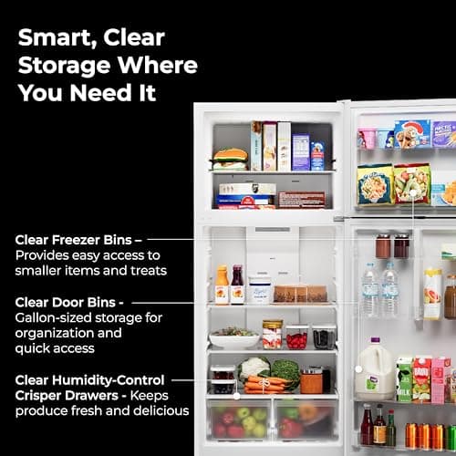 Kenmore 30" Top Mount Refrigerator with Freezer - Adjustable Shelving, Humidity-Controlled Crispers, LED Lighting, ENERGY STAR Certified, Garage Ready, 20.2 cu. ft. Capacity - White