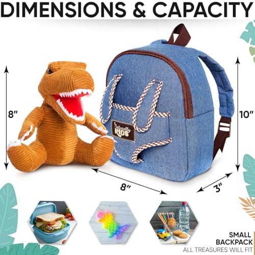 2-in-1 Dinosaur backpack, Dinosaur Toys for Kids 3-5, 2-4 in Gift-Ready Box, 2 Year Old Boy Birthday Gift & Christmas Naturally KIDS Toddler Backpack w. Plush Dinosaur Toy, Kids Gift 2 3 4 5 B07WG9G1H3