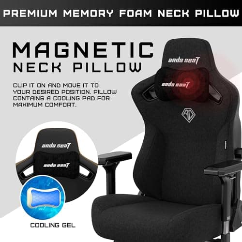 Anda Seat Kaiser 3 Large Gaming Chair for Adults - Ergonomic Black Fabric Gaming Seat with Lumbar Support, Comfortable Office Chairs with Neck Support - Heavy Duty Wide Computer Seat