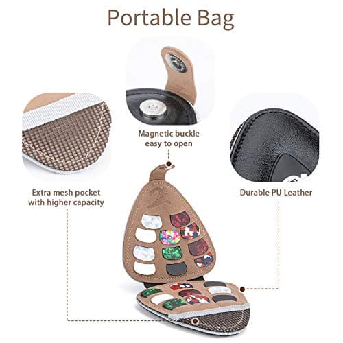 XTON Guitar Picks Holder, Picks storage Case,PU Leather Plectrums Box Organizer, Guitar Gift for Beginners (Case Only) B08SJSZWJM