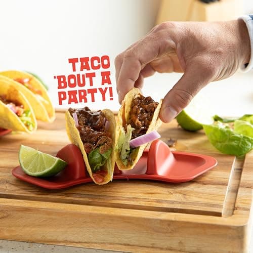 Taco Tuesday Kit - Taco Bar Serving Set for a Party - 30oz Heated Pot, 4 Taco Holders, & Detachable Lazy Susan Tray - Taco Night Fiesta – Unique Couple & Housewarming Gift Set Ideas