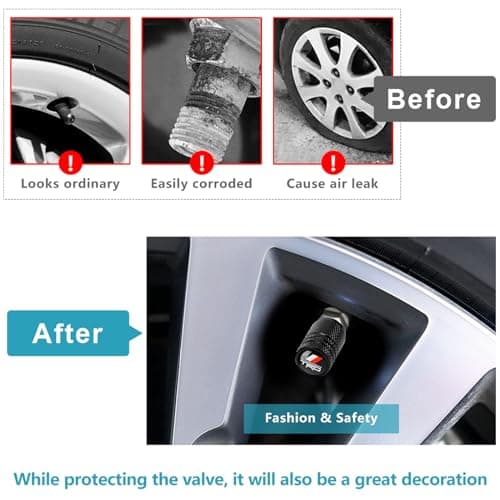 4pcs Tire Valve Stem Caps, Compatible with Toyota TRD Sequoia Tundra Tacoma 4Runner Trucks Series Stem Cap Universal Car Air Cover Car Accessories for Cars, SUV, Truck, Motorcycles Black