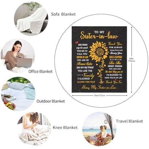 Sister in Law Christmas Birthday Gifts, Xmas Best Future Sister in Law Gifts Ideas for Women Present Throw Blanket 50"X 60" for Mothers Day