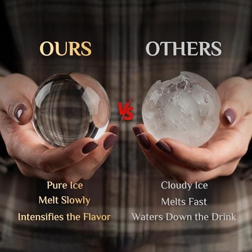 Clear Ice Cube Maker, 2.5" Stainless Steel Ice Ball Maker Mold for Whiskey & Cocktails, Non-BPA Premium Silicone Ice Cube Molds, Easy-Release Sphere Ice Maker, Bourbon Gifts for Men (2 PACK)