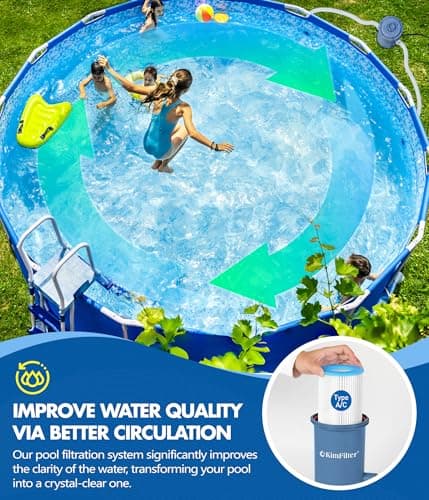 KimFilter Pro Series 1000 GPH Above Ground Pool Filter Pump, Powerful Pool Cartridge Filter Pump, Water Circulation and Filtration System -Improved Water Clean & Clarity, Pools Pumps Above Ground-Gray