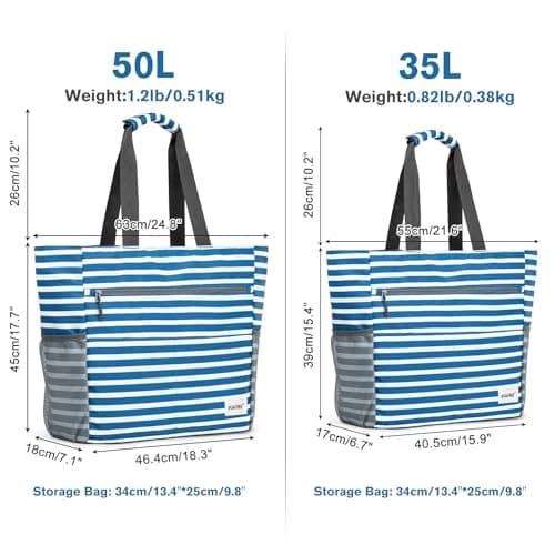 G4Free Beach Bag, Waterproof Sandproof Beach Tote Bag, Large Capacity Foldable for Women