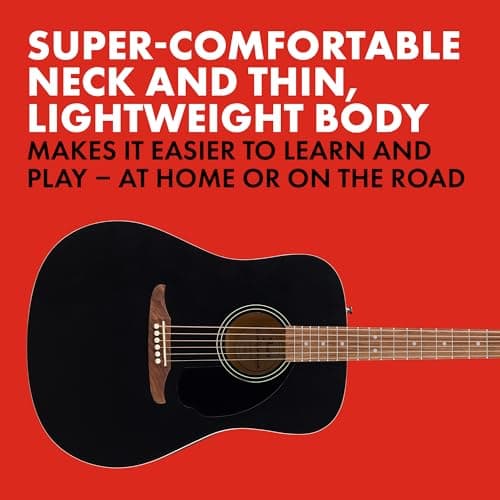 Fender California Debut Redondo Series Acoustic Guitar, Beginner Guitar, 2-Year Warranty, Black