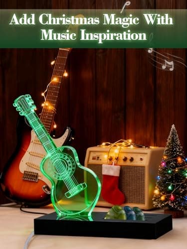 Apipi Light Up Guitar Picks Holder Gifts for Players - 7 Color Changing Acrylic Guitar Night Light with USB-Powered Base