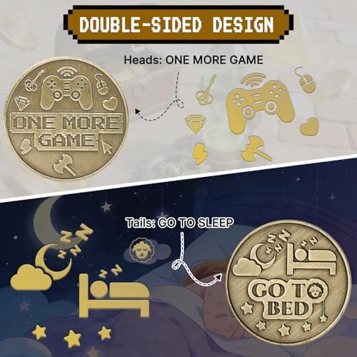 One More Game or Go to Sleep Gamer Decision Coin, Gifts for Gamer Boyfriend, Husband, Men, Gaming Accessories for Men, Game Gifts for Christmas, Valentine's Day, His Birthday B0G3PJT54G