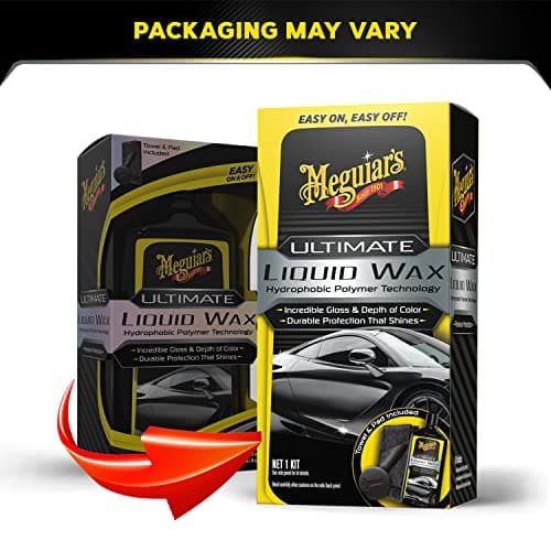 Meguiar's Ultimate Liquid Wax, Improved Liquid Car Wax Formula for Durable Protection that Shines, Premium Towel and Applicator Pad Car Accessories Included, 16 Oz Bottle