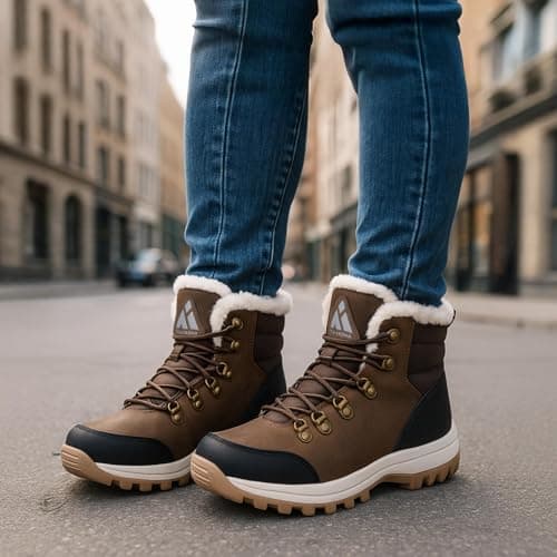 Mishansha Winter Boots for Women Water-Resistant Warm Snow Boots with Fur Lining Non Slip Sole for Outdoor Cold Weather Hiking Walking Trekking