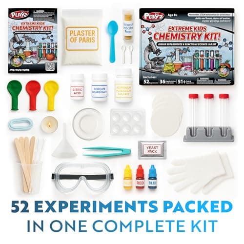 52+ Experiments Chemistry Set Science Toys, STEM Projects with 51+ Tools, Kids Science kit, Science Experiments for Kids Gift Playz Extreme Chemistry Educational Science Kits for Kids Age 8-12 B08HSFDZP6