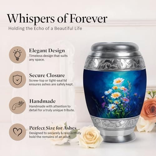 Daisy Urn for Ashes for Women Small Urns for Human Ashes Keepsake - Human Design Burial Urns - Keepsake Funeral Ash Holder & Memorial Gift - Peaceful Cremation Urn 3 Inches B0FSXYNRDS