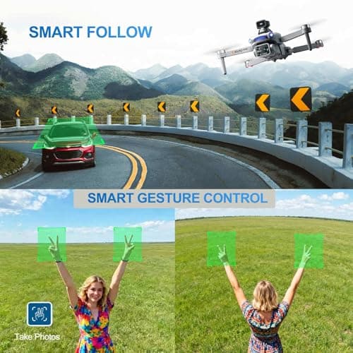 S119 4K Drone with Camera for Adults & Outdoor Aerial Photography, GPS Auto Return, Obstacle Avoidance, Brushless Motor, 5G Screen Remote, 3 Batteries 75 Min Long Flight, Dual Camera 120° Wide-Angle, 2000M Range, 120M Altitude, 120° Wide-Angle FPV Quadcopter (Gray)