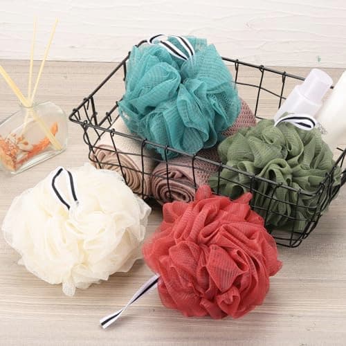 4 Pack Bath Sponge, Bath Shower Loofahs Mesh Pouf Sponge Body Scrubber Exfoliator Scrubber - 50g/Piece