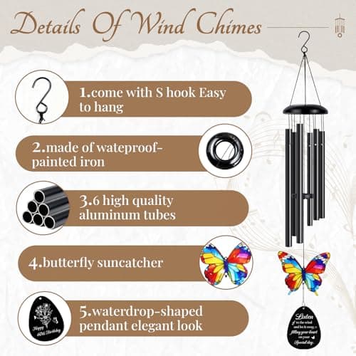 60th Birthday Gifts for Women, 60th Birthday Gifts, 60 Year Old Gift for Woman, Happy 60 Bday Decorations for Women Men, Presents for 60 Year Old Woman Grandma, Mom, Wind Chimes B0G2B9WNXT