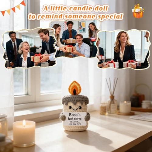 Boss Lady Female Male Gifts, Funny Birthday Christmas Leaving Gag Gift for Supervisor Manager, Handmade Crochet Candle Decor Funny Bosses Day Gifts for Women Man, Appreciation Gifts for Boss B0G2LZ6T1K