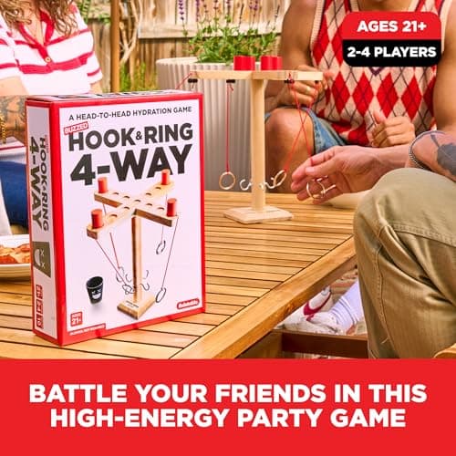 Buzzed 4-Way Hook & Ring by Relatable – Bachelor Party Drinking Game, Outdoor Party Activity for Adults, Summer Fun for Backyard, Tailgates & Group Hangouts, Includes Hook Unit, Pawns & Cup