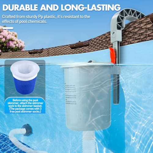DeeprClean Above Ground Pool Surface Skimmer, Automatic Pool Skimmer for Top of Water, Wall Mount Surface Skimmer with Removable Skimmer Basket, Floating Pool Filter Pool Cleaning Maintenance Kit