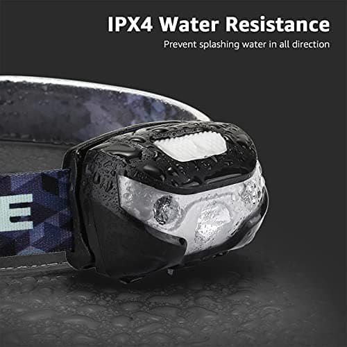 Lepro LED Headlamp Rechargeable - Super Bright Head Lamp with 5 Modes for Camping & Hiking Gear Essentials, IPX4 Waterproof Headlight Flashlight with Red Light, USB Cable Included