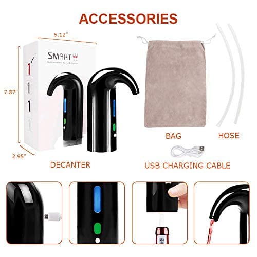 Electric Wine Aerator,Wine dispenser,Aeration and Decanter Wine Pourer,Red White Wine Accessories,Wine Gifts -Black