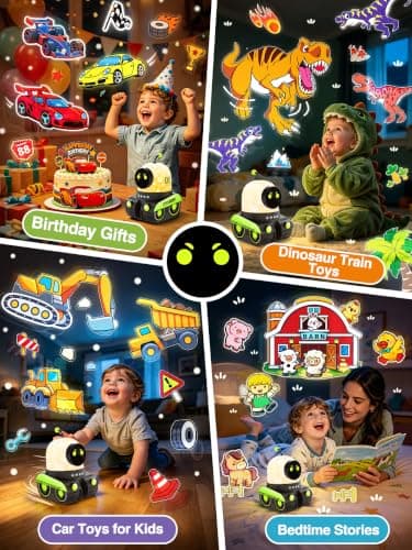 Montessori Car Toys for 1-3 Year Old Boys, Learning Toddler Birthday Gifts,15 White Noise Sounds,Remote Timer Rechargeable Montessori Toys for Boys 1-3 Year Old Gifts,19 Films Train Projector Light B0H1QJXVGG