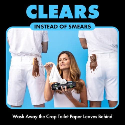 DUDE Wipes Wipes - Flushable Wipes - 6 Pack, 288 Wipes - Unscented Extra-Large Adult Wet Wipes - Vitamin-E & Aloe - Septic and Sewer Safe