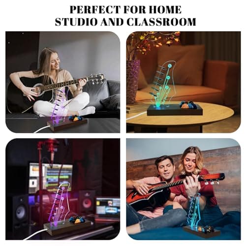 Wooden Guitar Pick Holders Music Gift for Men Guitar Music Lovers Players Guitarist, Guitar Accessories NZNDB Light Up Guitar Pick Holder for Picks Storage and Display B0DFPMTBMF