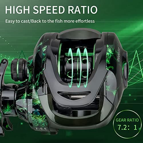 Fishing Baitcasting Reel, Baitcaster Fishing Reels with 18+1BB Stainless Steel Ball Bearings,Magnetic Braking System for Fishing Saltwater Freshwater, Available in 7.2:1