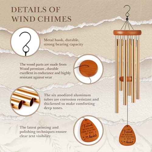 Aurahouse Best Friend Birthday Gifts for Women, Friendship Wind Chimes Gifts for Best Friend Woman Men Long Distance, Bestie Friend Birthday Gift for Women Friendship, Friendsgiving Gift