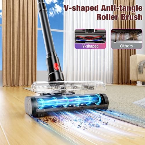 Cordless Vacuum Cleaner, 450W/40Kpa Stick Vacuum with Powerful Suction, 50Min Vacuum Cleaner for Home, Anti-tangle and 1L Dust Cup, 8 in 1 Lightweight Vacuum for Hardwood Floor Carpet Pet Hair