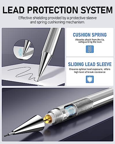Four Candies 0.7mm Mechanical Pencil Set with Case - 4PCS Metal Mechanical Pencils, 8 Tubes HB #2 Lead Refills, 3PCS 4B Erasers and 9PCS Eraser Refills, Lead Mechanical Pencils for Writing & Drawing