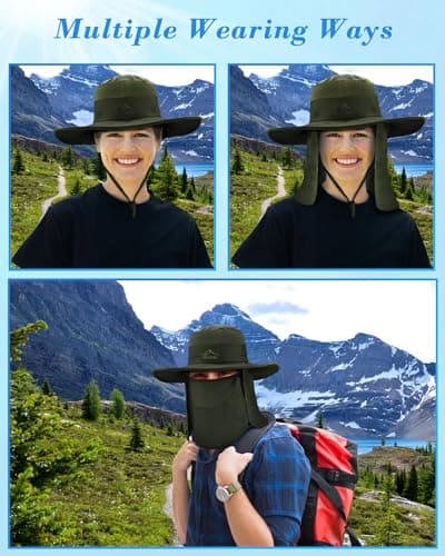 BROTOU Sun Cap Fishing Hats, UPF 50+ Wide Brim Outdoor Protection Hat, Sun Hat with Face & Neck Flap Cover for Men and Women