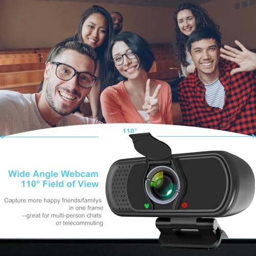 XPCAM Full HD 1080P Webcam with Privacy Shutter and Tripod, Pro Streaming Web Camera with Microphone, Widescreen USB Computer Camera for Laptop Desktop Mac