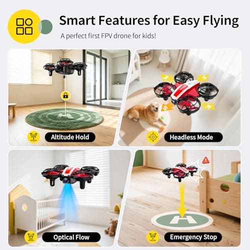 Holy Stone Mini FPV Drone with 1080P HD Camera for Kids & Beginners, RC Nano Quadcopter with Optical Flow Hover, Gesture Control, 3D Flips, 3 Batteries, Great Gift Toy for Boys and Girls, HS210Pro Red