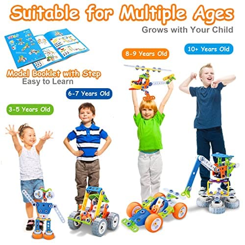 10 in 1 STEM Toys for 4 5 6 7 8+ Year Old Boy Girl Birthday Gifts Building Toys for Kids Ages 4-8 5-7 6-8 Preschool Educational Stem Activities for Boys 3-5 4-6 8-10 Creative Games Christmas Idea Gift