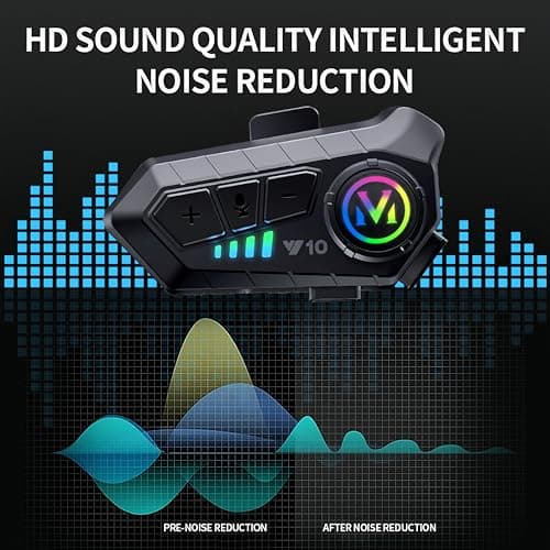 Motorcycle Helmet Bluetooth Headset Speakers with HiFi Sound,Noise Cancellation,1000mAh Battery,25 Hours Use,Boom Mircrophone,Easy to Install Use with Golves,IPX6 Waterproof,Voice Assistant