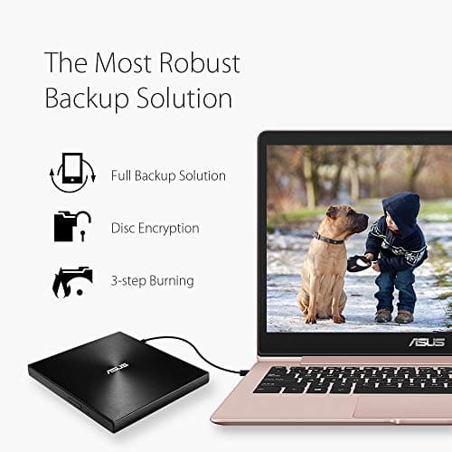 ASUS ZenDrive Black 13mm External 8X DVD/Burner Drive +/-RW with M-Disc Support, Compatible with Both Mac & Windows and Nero BackItUp for Android Devices (USB 2.0 & Type-C Cables Included)