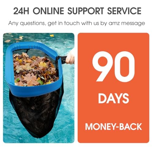 Upgraded Full Double Layer Pool Net Rake,17.5'' - Outer Heavy Duty Self-Repair Net & Inner Fine Mesh Net for Particle Debris, Above Ground & In-ground Swimming Pools, No Poles