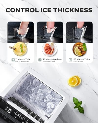 Silonn Ice Makers Countertop, 44lbs Per Day, 2 Ways to Add Water, Auto Self-Cleaning, Stainless Steel Ice Machine for Home Office Bar Party