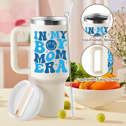 New Mom Gift for Boy Mama, Pregnant Mom, Expecting Mommy, First Time Mom - 40oz Travel Cup Insulated Tumbler with Lid & Straw ROSTANTEN Boy Mom Gifts for New Mom - First Mothers Day Gifts for New Mom B0F1N91JS7
