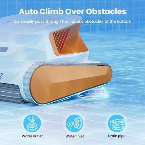 Hydro3 Robotic Pool Cleaner, 150W Cordless Pool Vacuum for Inground/upground Pool Max 861-1070 sq.ft, 200mins Runtime, 2xBrushless-Motor, 4.1L Filter Basket, Wall Climbing/Waterline Clean