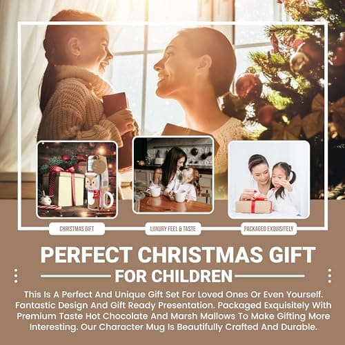 Hot Chocolate Gift Set With Reindeer Mug - Sachets, Mini Marshmallows, Candy Canes and Socks Included