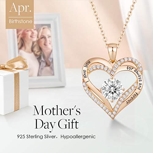 CDE Forever Love Heart Necklaces for Women, Wedding Anniversary, Birthday Mothers Day Gifts for Mom, Mother, Wife, Girlfriend, S925 Silver Jewelry with Birthstone Pendant