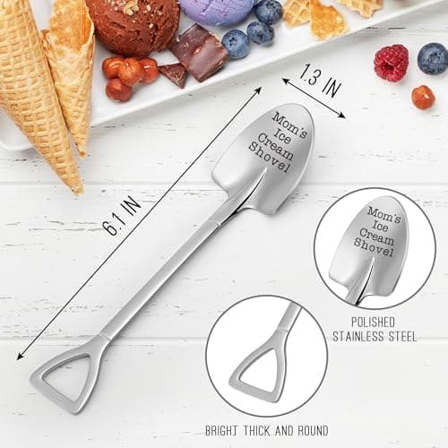 Funny Mom's Ice Cream Shovel Spoon Birthday Gifts for Mama Mommy Mother-in-law Gift Mothers Day Presents for Ice Cream Lover Mom Gift from Daughter/Son, Mom Christmas Stocking Stuffers Engraved Spoon B0G2XQR5GB